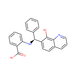 O=C(O)c1ccccc1N[C@@H](c1ccccc1)c1ccc2cccnc2c1O ZINC000001587767