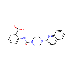 O=C(O)c1ccccc1NC(=O)N1CCN(c2ccc3ccccc3n2)CC1 ZINC000028969573