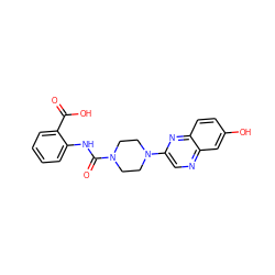 O=C(O)c1ccccc1NC(=O)N1CCN(c2cnc3cc(O)ccc3n2)CC1 ZINC000028969687