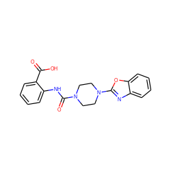 O=C(O)c1ccccc1NC(=O)N1CCN(c2nc3ccccc3o2)CC1 ZINC000028969601