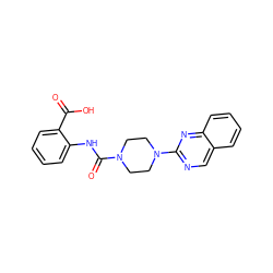 O=C(O)c1ccccc1NC(=O)N1CCN(c2ncc3ccccc3n2)CC1 ZINC000028969580