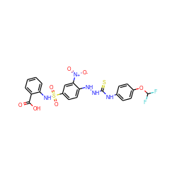 O=C(O)c1ccccc1NS(=O)(=O)c1ccc(NNC(=S)Nc2ccc(OC(F)F)cc2)c([N+](=O)[O-])c1 ZINC000017466111