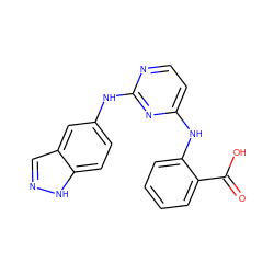 O=C(O)c1ccccc1Nc1ccnc(Nc2ccc3[nH]ncc3c2)n1 ZINC000014960327