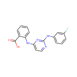 O=C(O)c1ccccc1Nc1ccnc(Nc2cccc(F)c2)n1 ZINC000014960288