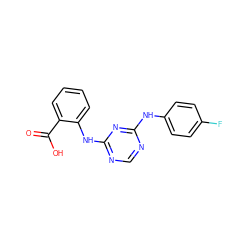 O=C(O)c1ccccc1Nc1ncnc(Nc2ccc(F)cc2)n1 ZINC000063540053