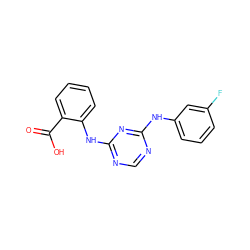 O=C(O)c1ccccc1Nc1ncnc(Nc2cccc(F)c2)n1 ZINC000063540056