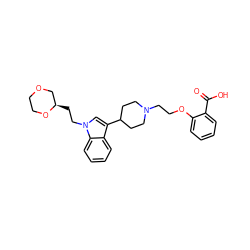 O=C(O)c1ccccc1OCCN1CCC(c2cn(CC[C@@H]3COCCO3)c3ccccc23)CC1 ZINC000013586268