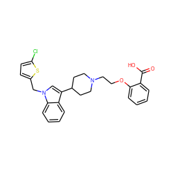 O=C(O)c1ccccc1OCCN1CCC(c2cn(Cc3ccc(Cl)s3)c3ccccc23)CC1 ZINC000013586266