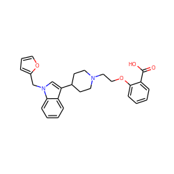 O=C(O)c1ccccc1OCCN1CCC(c2cn(Cc3ccco3)c3ccccc23)CC1 ZINC000013586264