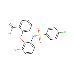 O=C(O)c1ccccc1Oc1c(Cl)cccc1NS(=O)(=O)c1ccc(Cl)cc1 ZINC000053297003