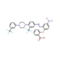 O=C(O)c1ccccc1Oc1ccc([N+](=O)[O-])cc1CNc1ccc(N2CCN(c3cccc(C(F)(F)F)c3)CC2)c(C(F)(F)F)c1 ZINC000027862635