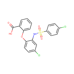 O=C(O)c1ccccc1Oc1ccc(Cl)cc1NS(=O)(=O)c1ccc(Cl)cc1 ZINC000053243539