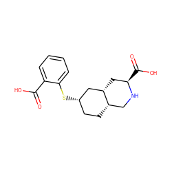 O=C(O)c1ccccc1S[C@H]1CC[C@H]2CN[C@H](C(=O)O)C[C@H]2C1 ZINC000096939182