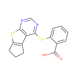 O=C(O)c1ccccc1Sc1ncnc2sc3c(c12)CCC3 ZINC000003299730