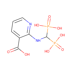 O=C(O)c1cccnc1NC(P(=O)(O)O)P(=O)(O)O ZINC000103222330