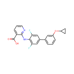 O=C(O)c1cccnc1Nc1c(F)cc(-c2cccc(OC3CC3)c2)cc1F ZINC000103277445