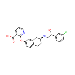 O=C(O)c1cccnc1Oc1ccc2c(c1)C[C@@H](NC[C@H](O)c1cccc(Cl)c1)CC2 ZINC000038907682