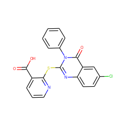 O=C(O)c1cccnc1Sc1nc2ccc(Cl)cc2c(=O)n1-c1ccccc1 ZINC000096258049