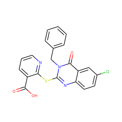 O=C(O)c1cccnc1Sc1nc2ccc(Cl)cc2c(=O)n1Cc1ccccc1 ZINC000096258048