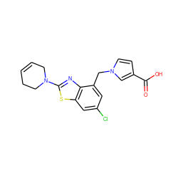 O=C(O)c1ccn(Cc2cc(Cl)cc3sc(N4CC=CCC4)nc23)c1 ZINC001772610953