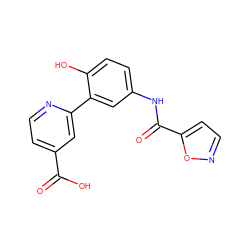 O=C(O)c1ccnc(-c2cc(NC(=O)c3ccno3)ccc2O)c1 ZINC000653717816