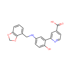 O=C(O)c1ccnc(-c2cc(NCc3cccc4c3OCO4)ccc2O)c1 ZINC000653719546