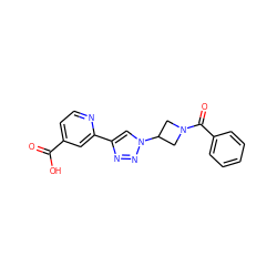 O=C(O)c1ccnc(-c2cn(C3CN(C(=O)c4ccccc4)C3)nn2)c1 ZINC000473133997