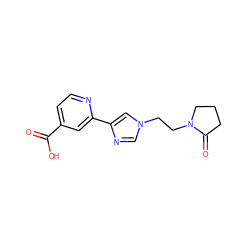 O=C(O)c1ccnc(-c2cn(CCN3CCCC3=O)cn2)c1 ZINC000225935331