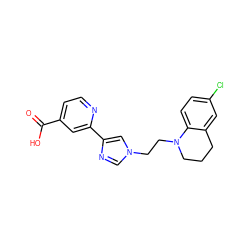 O=C(O)c1ccnc(-c2cn(CCN3CCCc4cc(Cl)ccc43)cn2)c1 ZINC000218218952