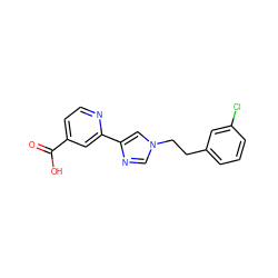 O=C(O)c1ccnc(-c2cn(CCc3cccc(Cl)c3)cn2)c1 ZINC000225945699