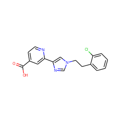 O=C(O)c1ccnc(-c2cn(CCc3ccccc3Cl)cn2)c1 ZINC000218242239