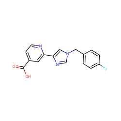 O=C(O)c1ccnc(-c2cn(Cc3ccc(F)cc3)cn2)c1 ZINC000218261398