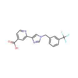 O=C(O)c1ccnc(-c2cn(Cc3cccc(C(F)(F)F)c3)cn2)c1 ZINC000225921379