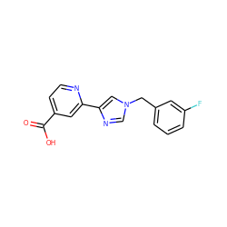 O=C(O)c1ccnc(-c2cn(Cc3cccc(F)c3)cn2)c1 ZINC000225938194