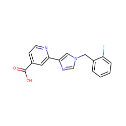 O=C(O)c1ccnc(-c2cn(Cc3ccccc3F)cn2)c1 ZINC000225942142