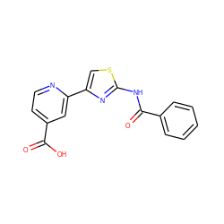 O=C(O)c1ccnc(-c2csc(NC(=O)c3ccccc3)n2)c1 ZINC000653726568