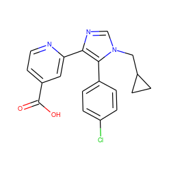 O=C(O)c1ccnc(-c2ncn(CC3CC3)c2-c2ccc(Cl)cc2)c1 ZINC000225939276