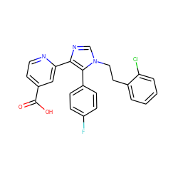 O=C(O)c1ccnc(-c2ncn(CCc3ccccc3Cl)c2-c2ccc(F)cc2)c1 ZINC000225952733