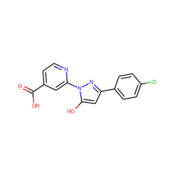 O=C(O)c1ccnc(-n2nc(-c3ccc(Cl)cc3)cc2O)c1 ZINC000146910115