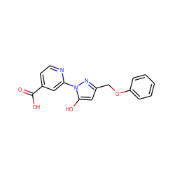 O=C(O)c1ccnc(-n2nc(COc3ccccc3)cc2O)c1 ZINC000146721139