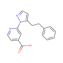 O=C(O)c1ccnc(-n2nccc2CCc2ccccc2)c1 ZINC000146782849