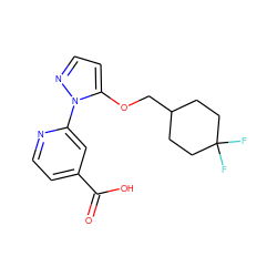 O=C(O)c1ccnc(-n2nccc2OCC2CCC(F)(F)CC2)c1 ZINC000146860245