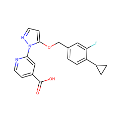 O=C(O)c1ccnc(-n2nccc2OCc2ccc(C3CC3)c(F)c2)c1 ZINC000146920822