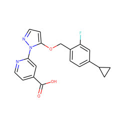 O=C(O)c1ccnc(-n2nccc2OCc2ccc(C3CC3)cc2F)c1 ZINC000146724753