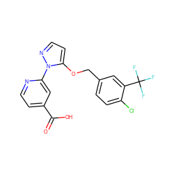 O=C(O)c1ccnc(-n2nccc2OCc2ccc(Cl)c(C(F)(F)F)c2)c1 ZINC000146867221