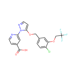 O=C(O)c1ccnc(-n2nccc2OCc2ccc(Cl)c(OCC(F)(F)F)c2)c1 ZINC000146734802