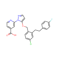 O=C(O)c1ccnc(-n2nccc2OCc2ccc(Cl)cc2CCc2ccc(F)cc2)c1 ZINC000146671087