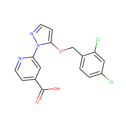 O=C(O)c1ccnc(-n2nccc2OCc2ccc(Cl)cc2Cl)c1 ZINC000146645025