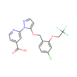 O=C(O)c1ccnc(-n2nccc2OCc2ccc(Cl)cc2OCC(F)(F)F)c1 ZINC000146777601