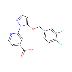 O=C(O)c1ccnc(-n2nccc2OCc2ccc(F)c(F)c2)c1 ZINC000146751699